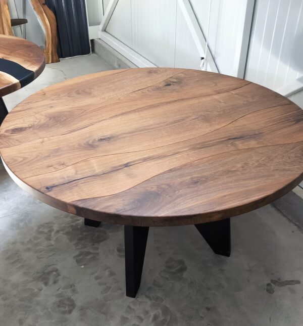 Walnut Round Table ''Flowing Lines'' - Image 3