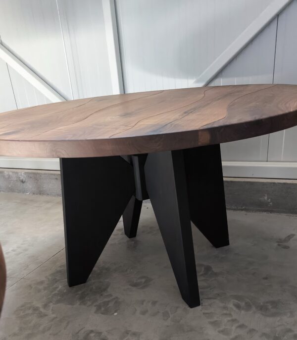 Walnut Round Table ''Flowing Lines'' - Image 2