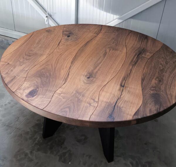 Walnut Round Table ''Flowing Lines''