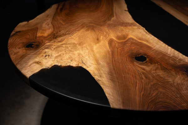 Walnut and epoxy round table "Danube Delta" - Image 6