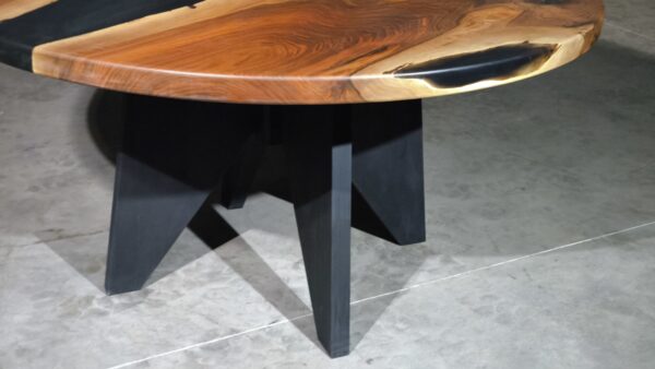 Walnut and epoxy round table "Danube Delta" - Image 3
