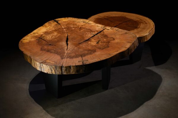 Live edge nesting coffee tables '' Dual Bloom''